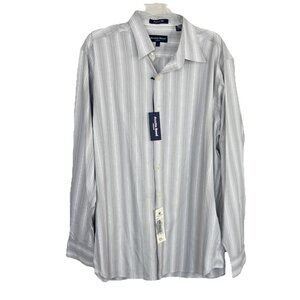 Austin Reed London Men's Striped Casual Button Down Size L Gray English Fit